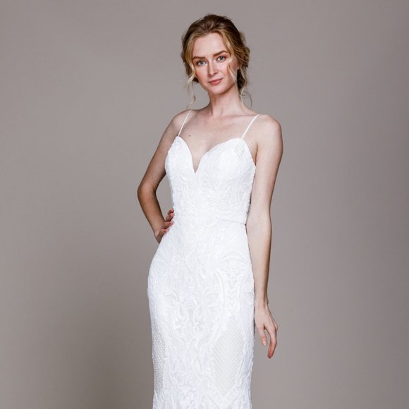 Amelia couture Dresses & Skirts - NEW LONG SHEATH SLEEVELESS OFF THE SHOULDER EMBROIDERED SEQUIN DRESS AC 791